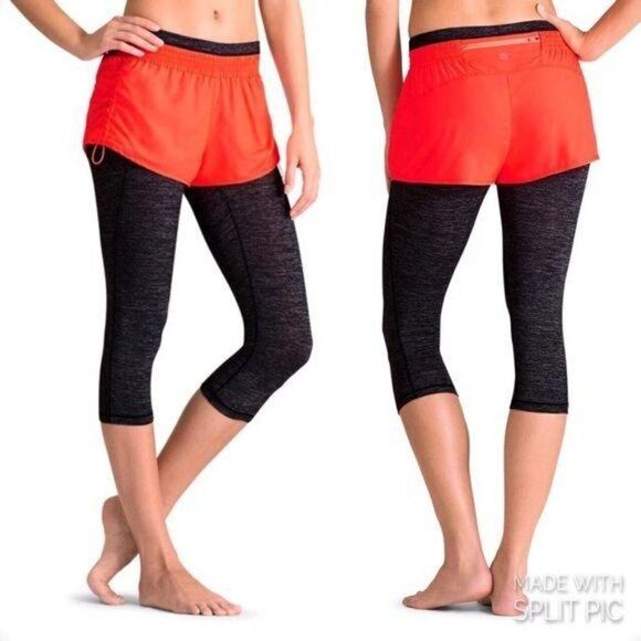 Athleta XXS Go Getter 2-in-1 Coral Sizzle & Gray P‎ - Picture 1 of 9